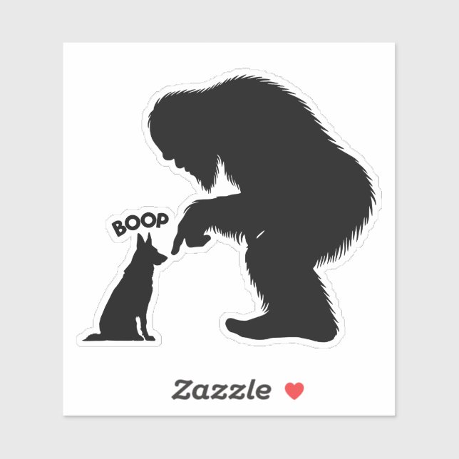 Sticker Bigfoot Sasquatch German Shepherd Boop (Feuille)
