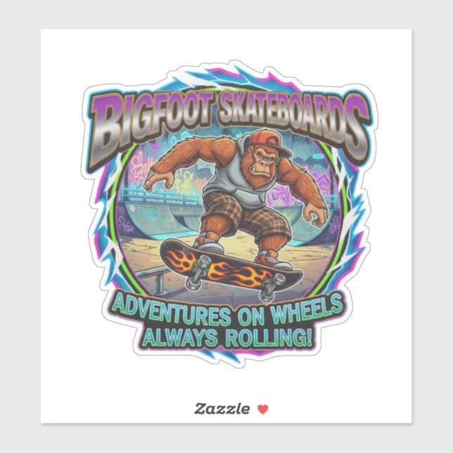 Sticker Bigfoot Skateboards-Aventures sur roues (Feuille)