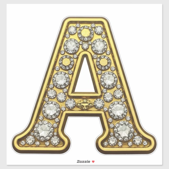 Sticker Bijou lettre A en or incrusté de diamants (Feuille)