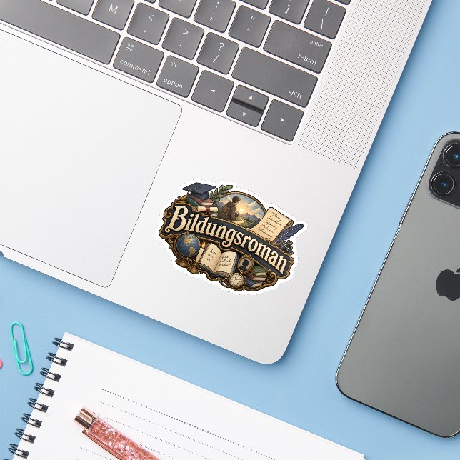 Sticker Bildungsroman (Ordinateur portable avec iPhone)