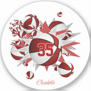 Sticker bille rouge étoiles filles jersey numéro
