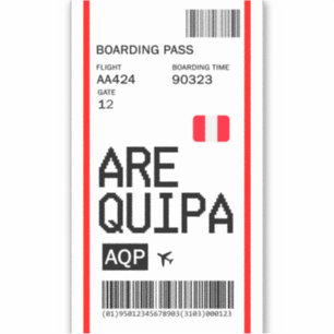 Sticker Billet Arequipa Pérou Boarding Pass Airline