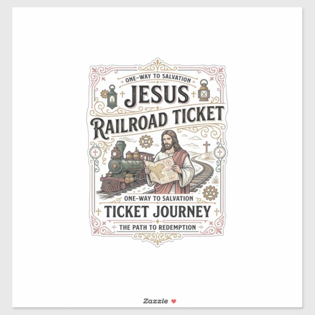 Sticker Billet de train Jésus Voyage Billet de train Jésus (Feuille)