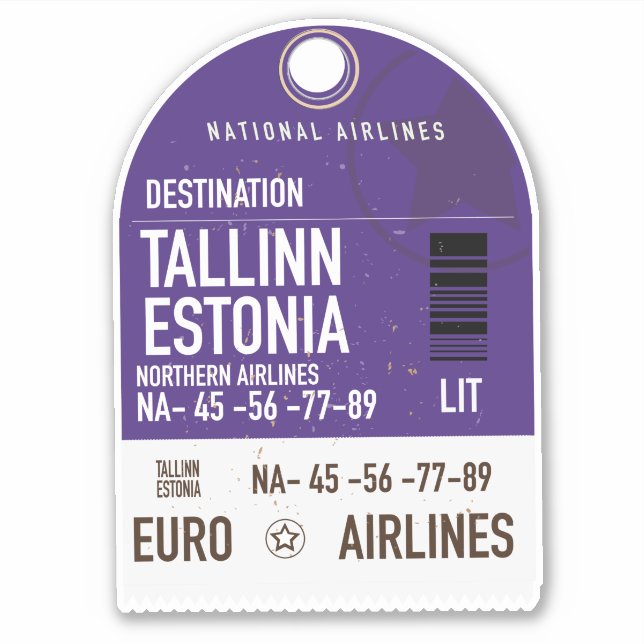 Sticker Billet de voyage à Tallinn Estonie (Devant)