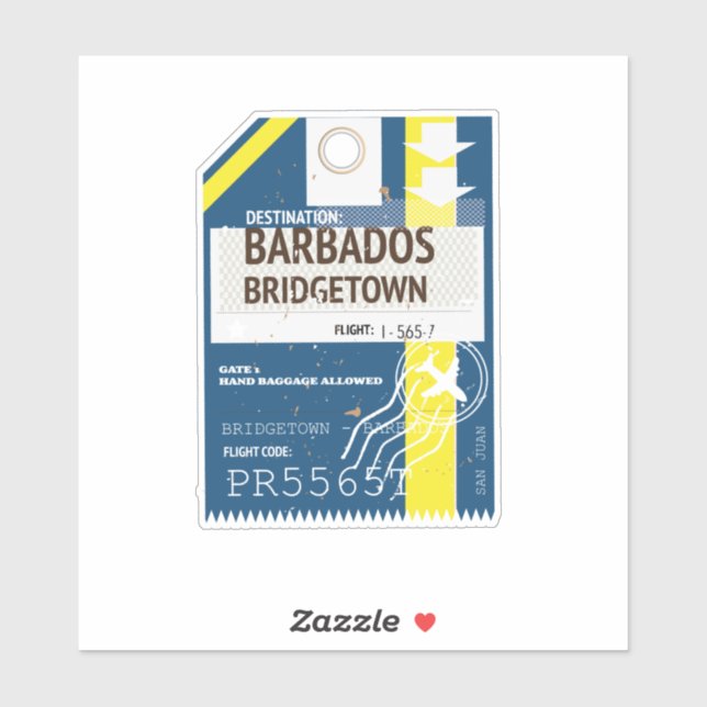 Sticker Billet voyage de Bridgetown Barbade (Feuille)