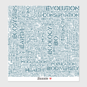 Sticker Bio Nuage de Mots Texte Motif Biodiversité