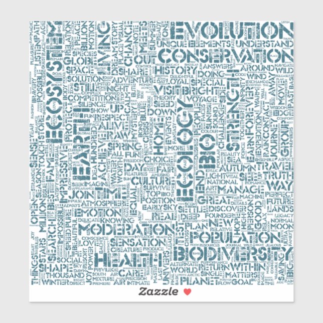 Sticker Bio Nuage de Mots Texte Motif Biodiversité (Feuille)
