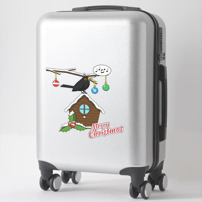 Sticker Bird House Joyeux Noël (Sur valise)