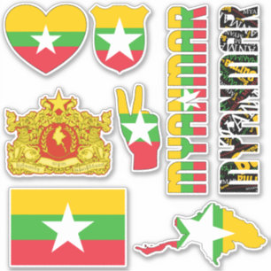 Sticker Birmanie Extraordinaire Forme les symboles nationa
