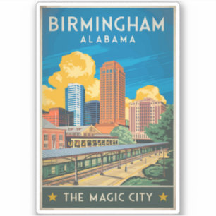 Sticker Birmingham Alabama Travel Art Vintage