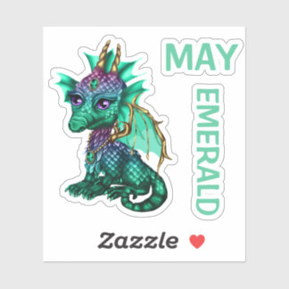 Sticker Birthstone Baby Dragon May Emerald