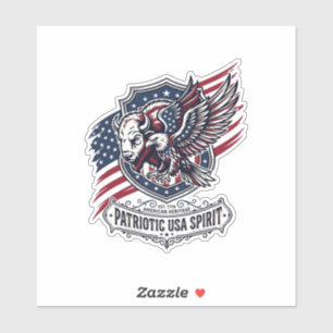 Sticker Bison Aigle Patriotique Crête Animal Hybride Patri