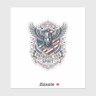 Sticker Bison Aigle Patriotique Crête Animal Hybride Patri