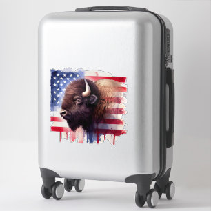 Sticker Bison avec drapeau des États-Unis d'Amérique