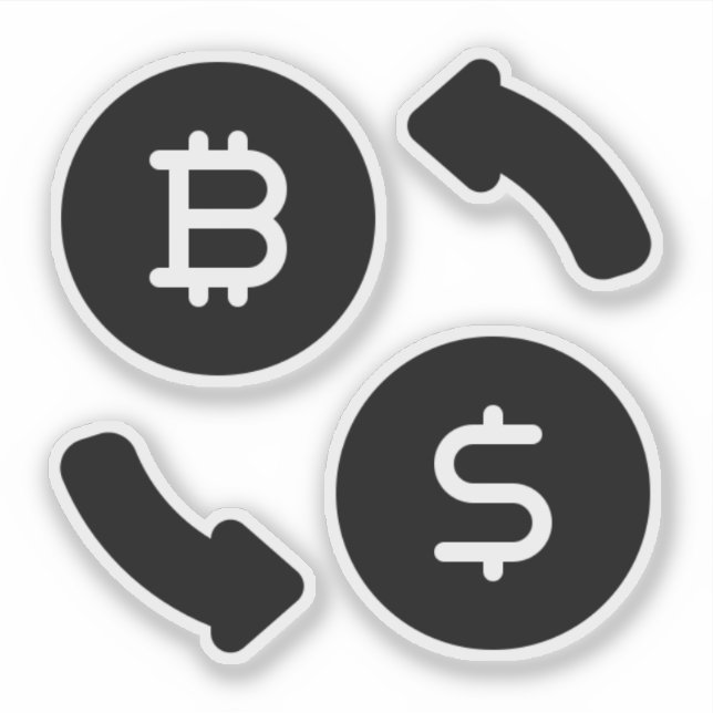 Sticker Bitcoin to US Dollars Icônes Noir et blanc (Devant)