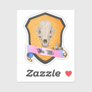 Sticker Bite Me Badger Crâne