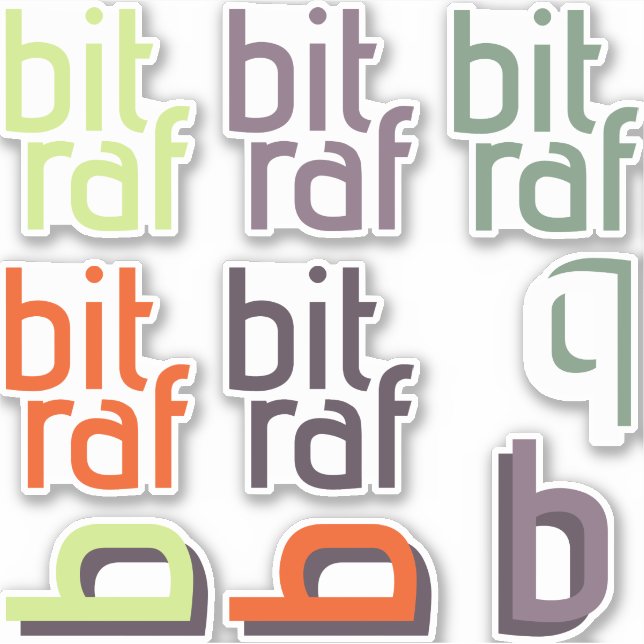Sticker Bitraf - klistremerke ark små logoer og b er (Devant)