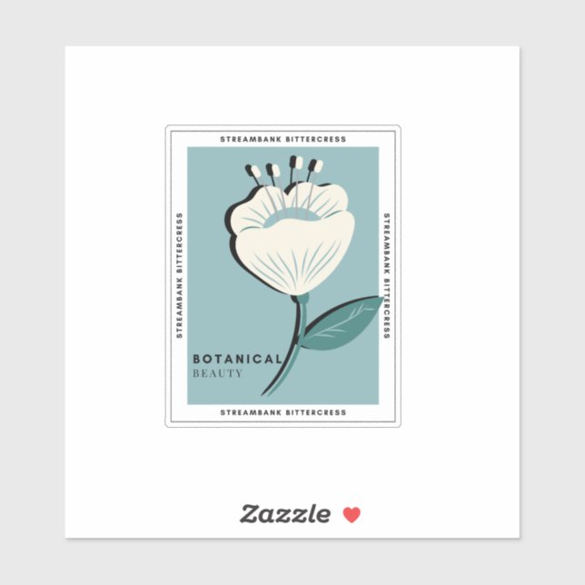 Sticker Bittercress Streambank fleur blanche (Feuille)