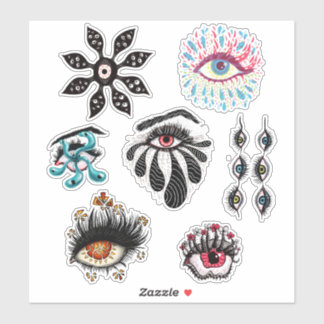 Sticker Bizarre yeux déplaisant trippé goth psychédélique