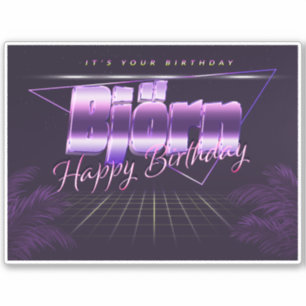 Sticker Björn Prénom lila retro Broker