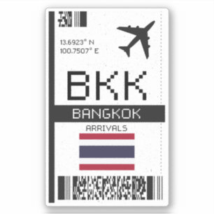 Sticker BKK Bangkok Boarding Pass - Thaïlande Travel