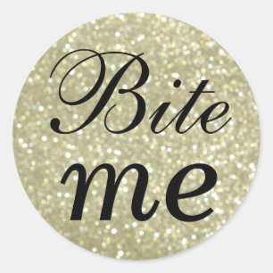Sticker Black and Glittery Gold Bite Me
