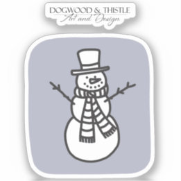 Sticker Black and White on Grey Doodman Winter Snowman