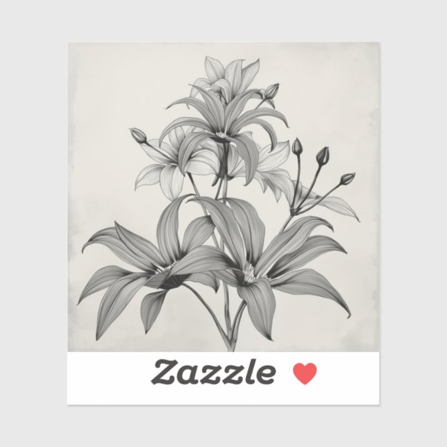 Sticker black and white outline art of endangered plant  (Feuille)