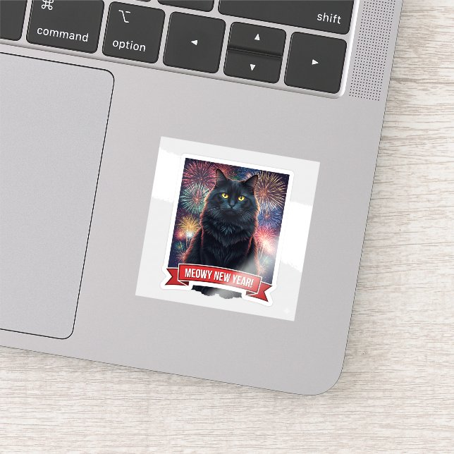 Sticker Black Cat Fireworks Celebration (Détail)