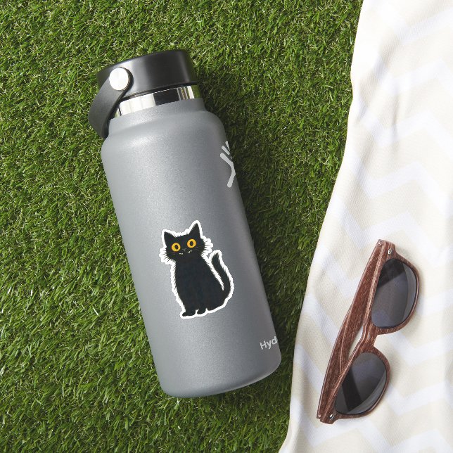 Sticker Black Cat Magic - Jolie Halloween & Mystic Cat Art (HydroFlask Insitu)