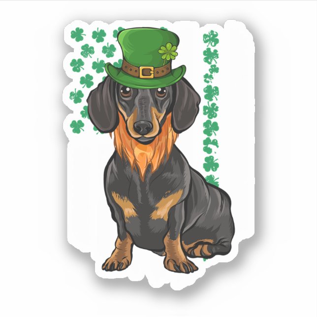 Sticker Black Dachshund Jour de la Saint Patrick irlandais (Devant)