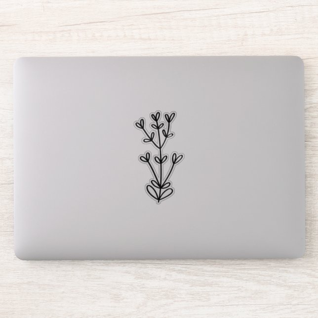Sticker Black Delicate Botanical Transparent Custom Cut  (Ordinateur)