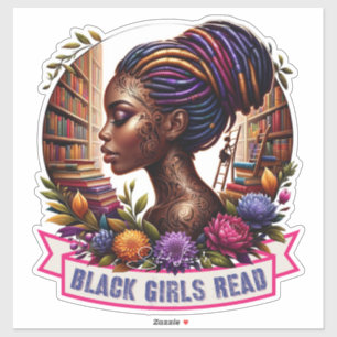 Sticker Black Girls Read Feuille d'autocollant 14x14 Kis