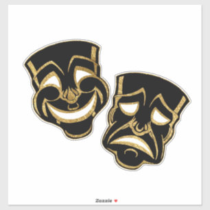 Sticker Black Gold Foil Comédie Et Tragédie Théâtre