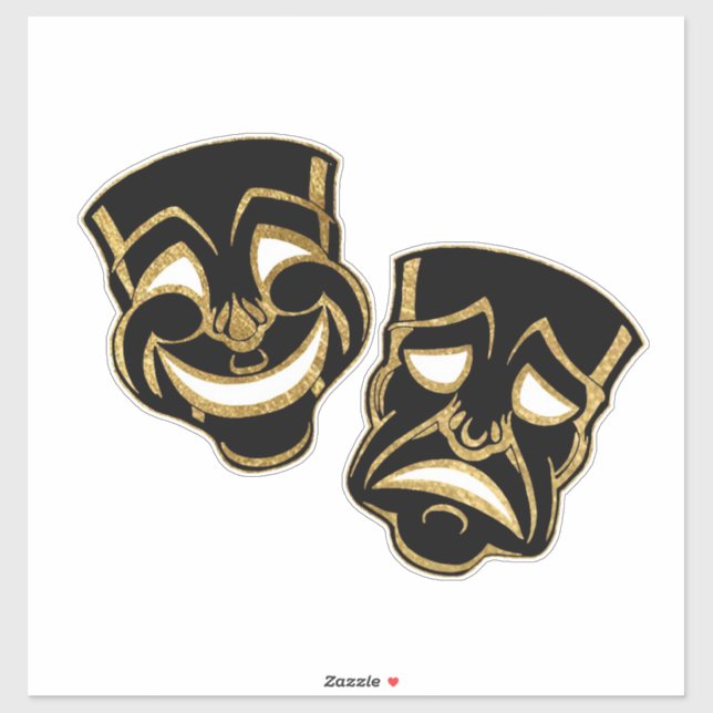 Sticker Black Gold Foil Comédie Et Tragédie Théâtre (Feuille)