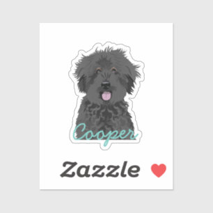 Sticker Black Golden Doodle Nom du chien personnalisé