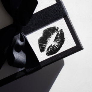 Sticker Black Matte Kiss Lips Valentine's Day Custom Cut