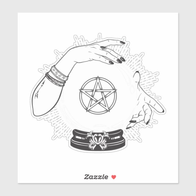 Sticker Black Mystic Fortune Teller Mystical Crystal Party (Feuille)