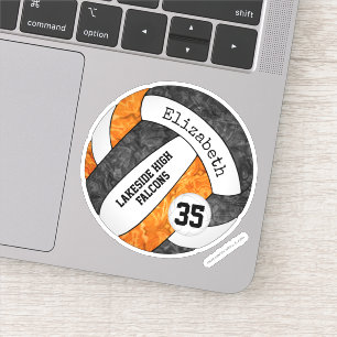 Sticker black orange filles volleyball avec nom de la masc