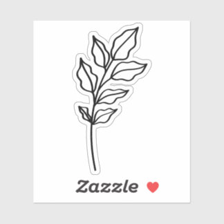 Sticker black outline Leaf Glossy White Vinyl