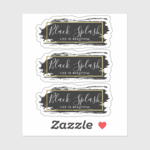 Sticker Black Paint Stroke & Modern Gold Geo Logo 3 pièces