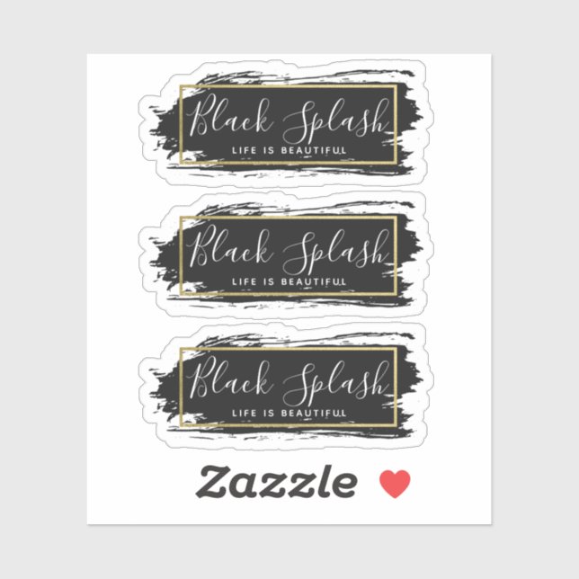 Sticker Black Paint Stroke & Modern Gold Geo Logo 3 pièces (Feuille)