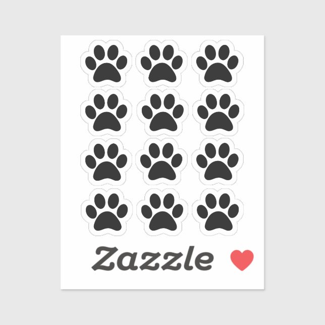 Sticker Black Paw Print Custom Shape Vinyl (Feuille)