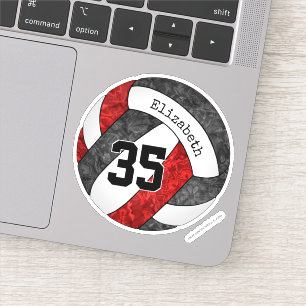 Sticker black red girls volleball w nom du joueur