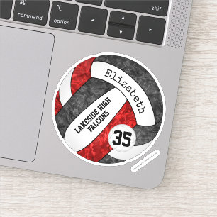 Sticker black red girls volleyball w school mascotte nom