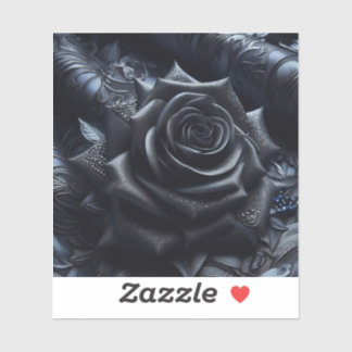 Sticker Black Rose on Black Brocade