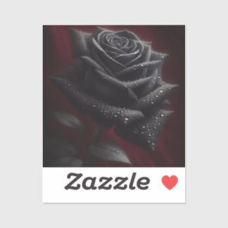 Sticker Black Rose on Red Fabric