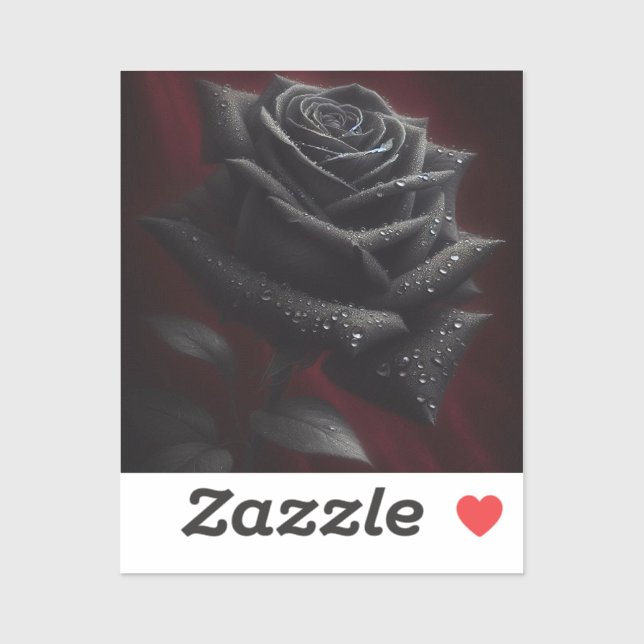 Sticker Black Rose on Red Fabric (Feuille)