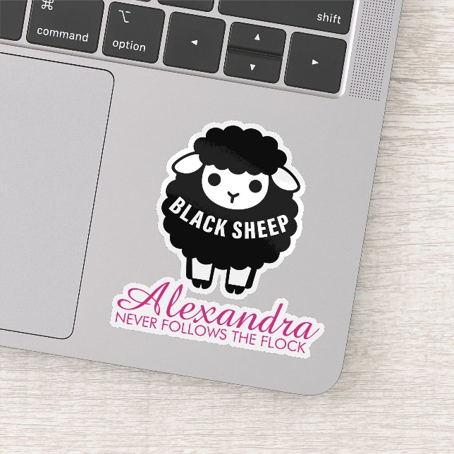 Sticker Black Sheep Pink Never Follows Flock Funny (Détail)