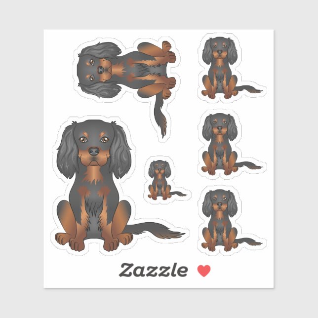 Sticker Black & Tan Cavalier King Charles Spaniel assis (Feuille)